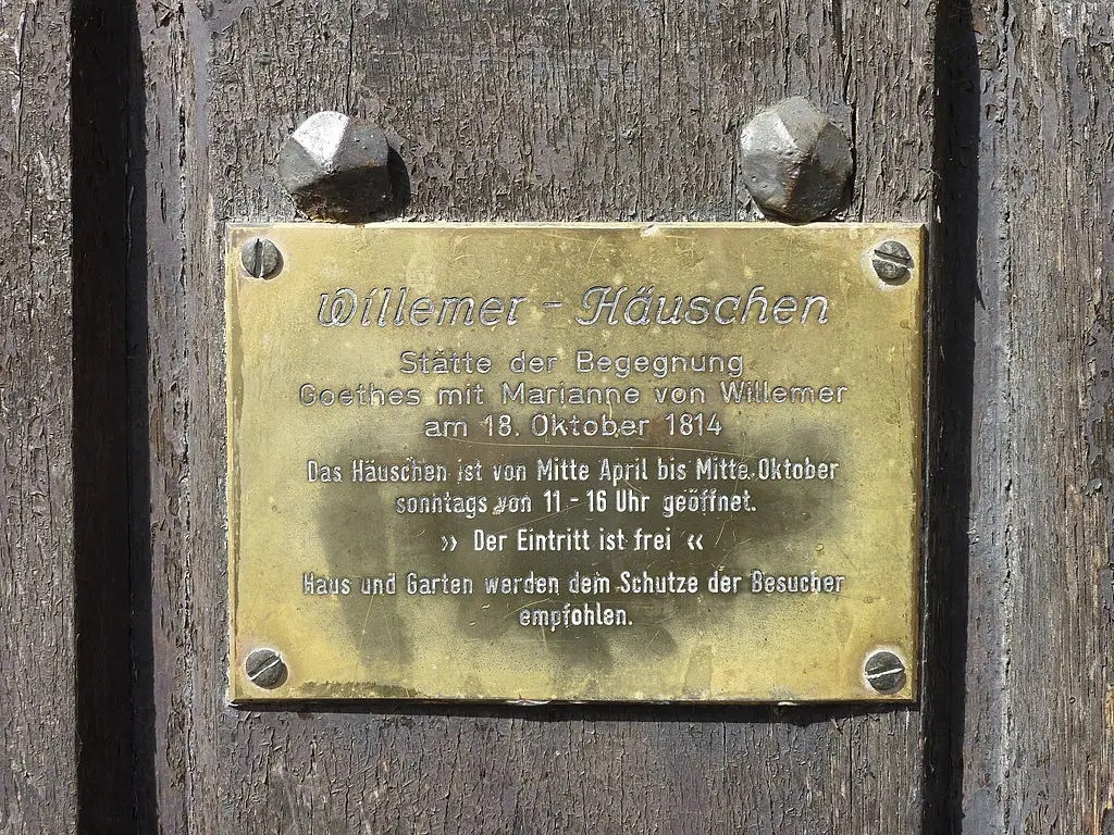 Bekannt wurde das Häuschen durch die dortigen Begegnungen des Dichters Johann Wolfgang von Goethe mit Marianne von Willemer im Jahr 1814., Credit: © privat