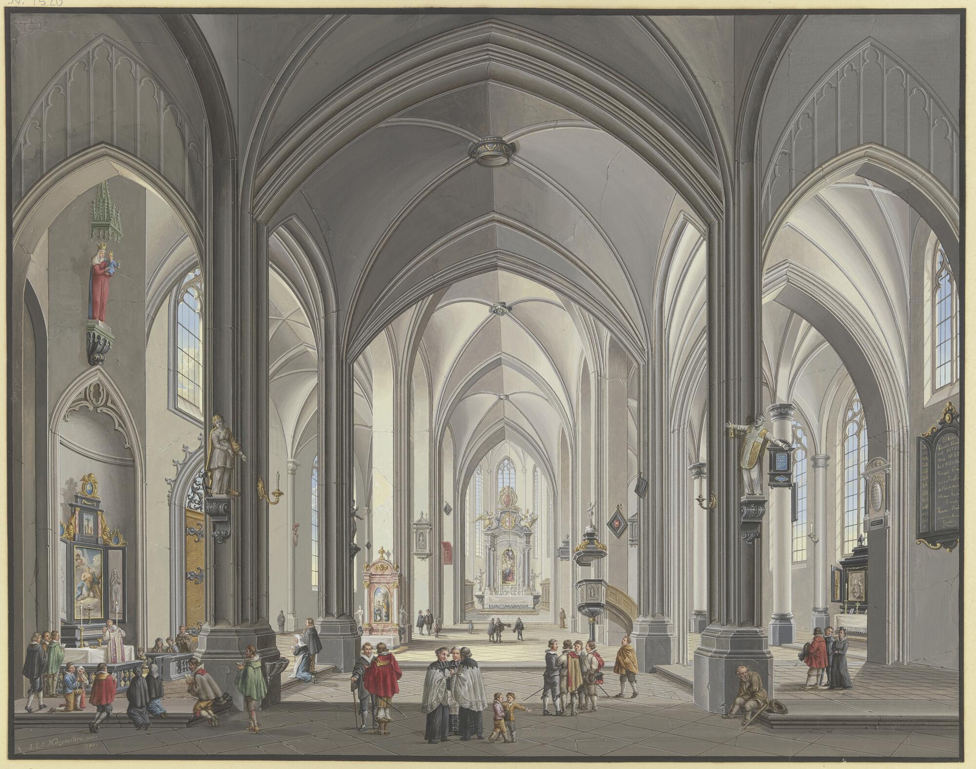 Johann Ludwig Ernst Morgenstern, Blick in das Innere einer gotischen Hallenkirche, 1790, 369 x 468 mm, Aquarell auf Papier , Credit: © © Städel Museum, Frankfurt am Main